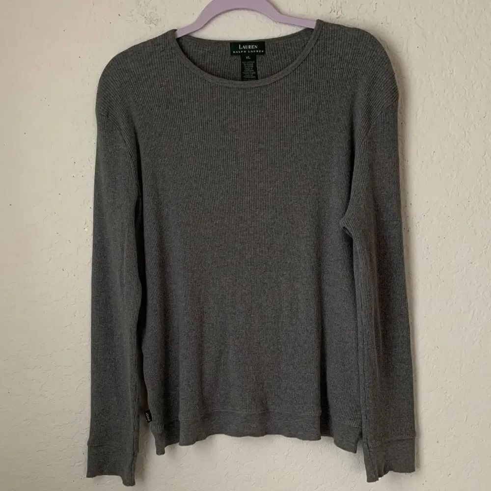 Lauren Men’s Gray Cotton Long Sleeve Waffle Texture T-Shirt Size XL